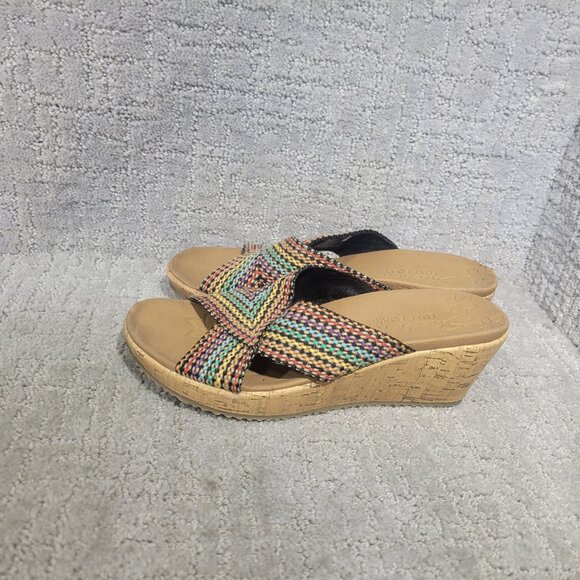 Skechers Beverlee Women's Size US 8 Rainbow Wedge Cross Strap Sandals - Picture 4 of 10